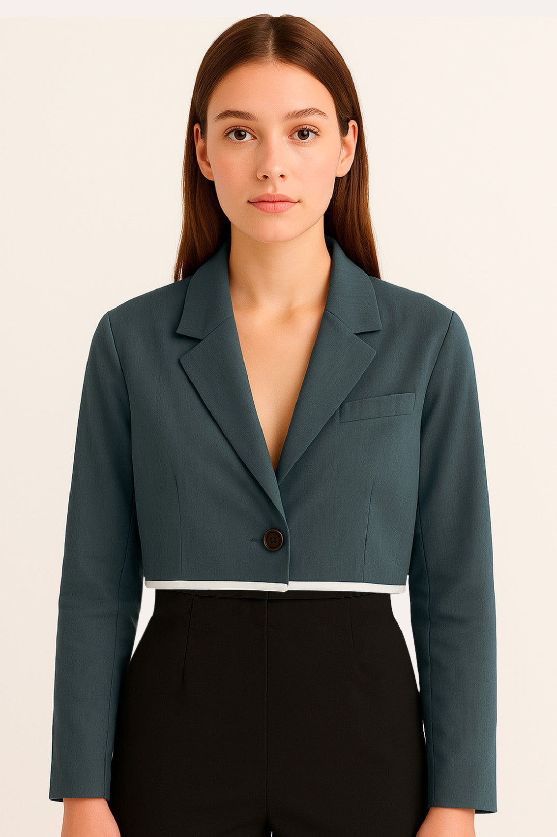 Blazer Casual Corto Para Dama Mod. Bj07377 Marca. Blashe® Gris Oscuro