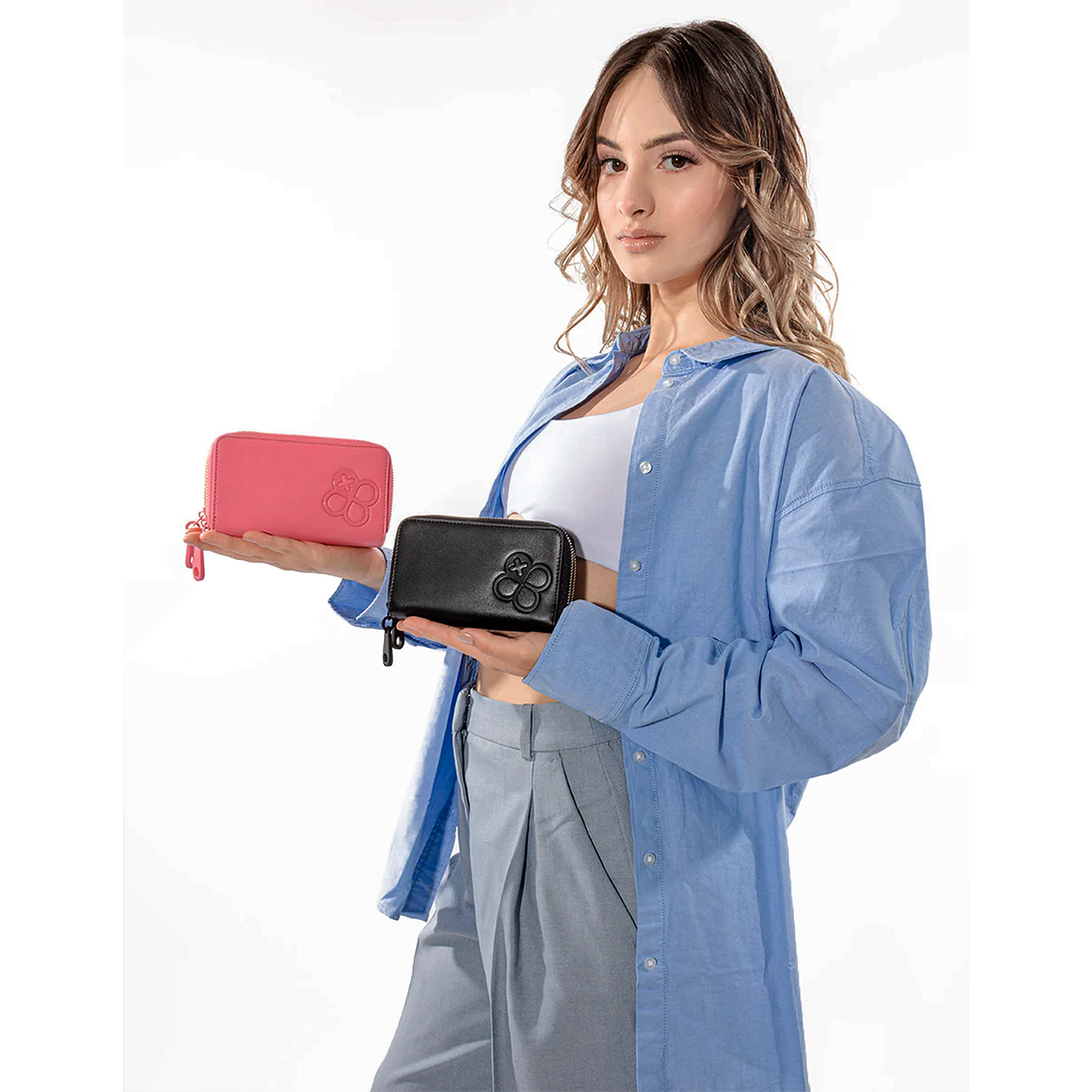 Cartera Para Dama Mod. Ji586 Marca Jaime Ibiza® Negro Tipo Piel