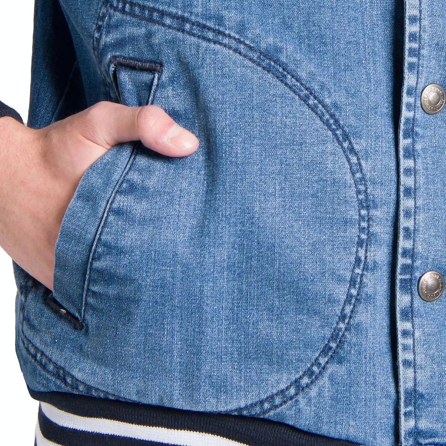 Chamarra Bomber Mezclilla Hombre Corte Slim Marca Oggi®