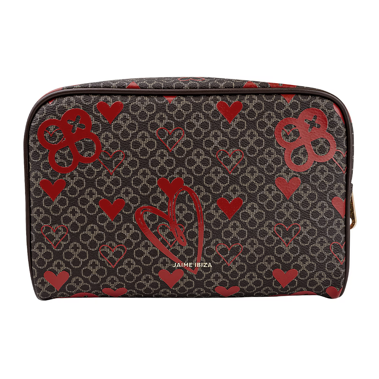 Cosmetiquera Pequeña Mod. Ji248 Marca Jaime Ibiza® Chocolate Corazones