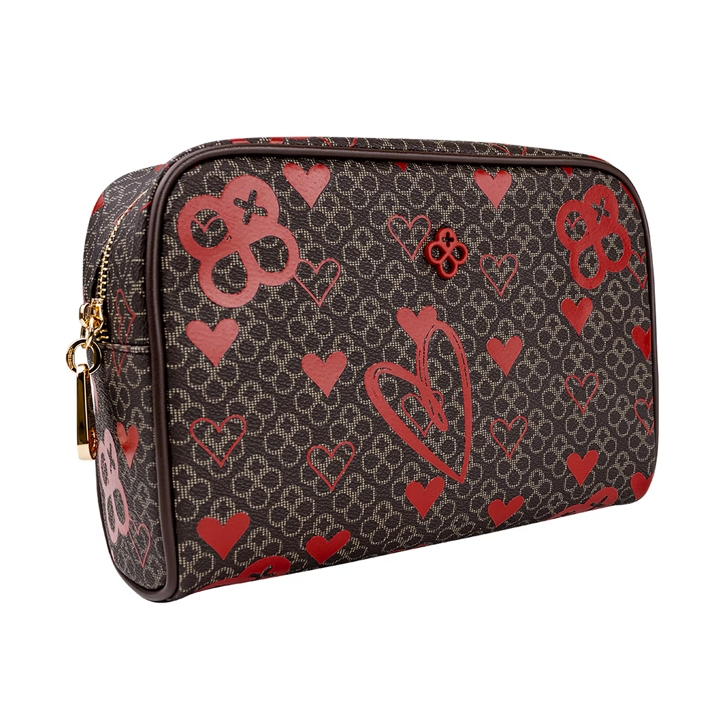 Cosmetiquera Pequeña Mod. Ji248 Marca Jaime Ibiza® Chocolate Corazones