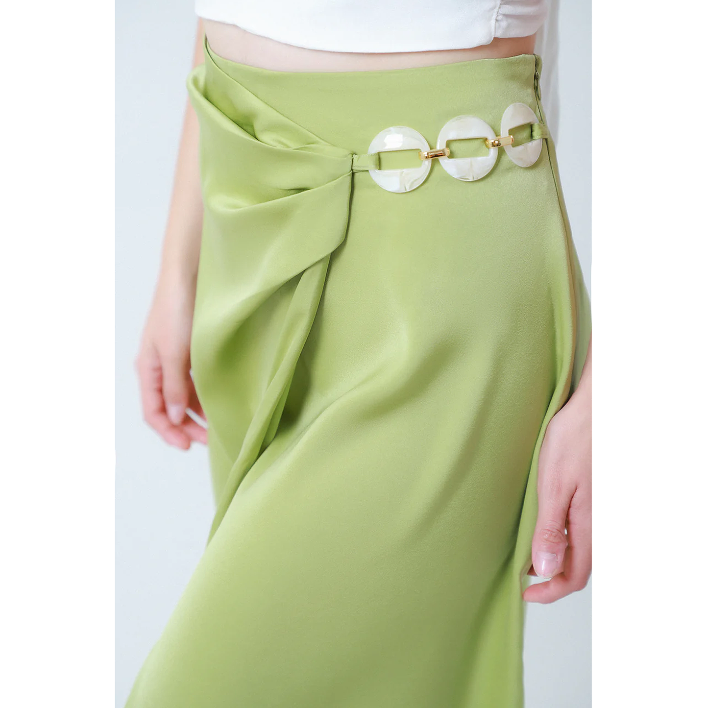 Falda Larga Midi Plisado Frontal Mod.dfmi0377 Marca Lob®