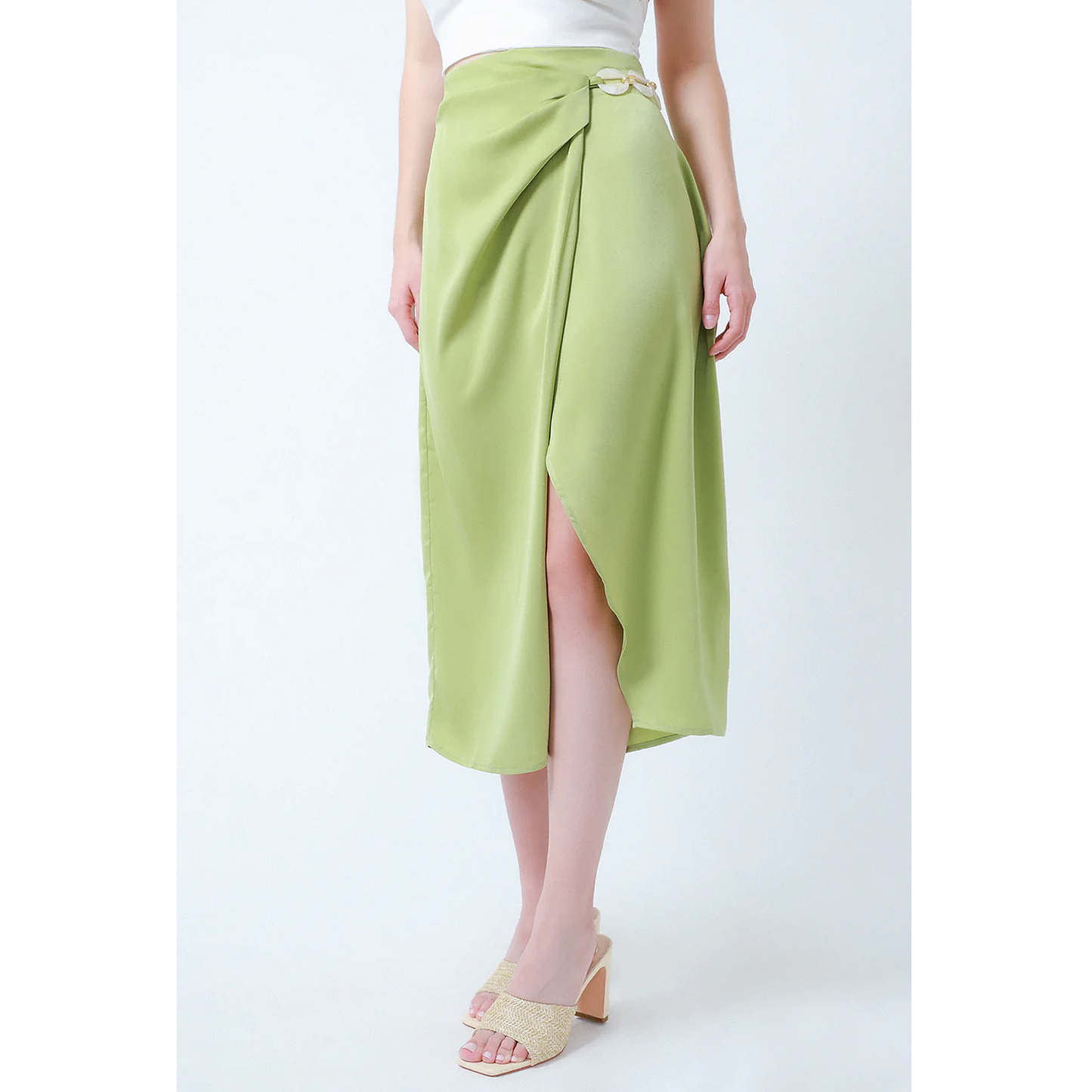 Falda Larga Midi Plisado Frontal Mod.dfmi0377 Marca Lob®