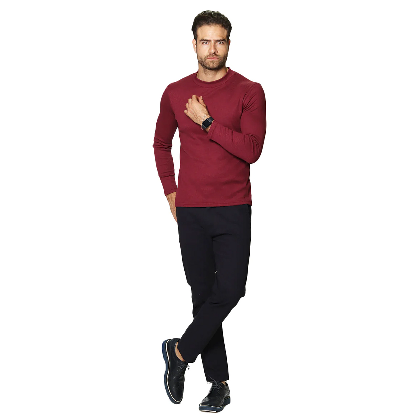 Playera De Hombre Manga Larga Mod.a35303 Marca Bobois®