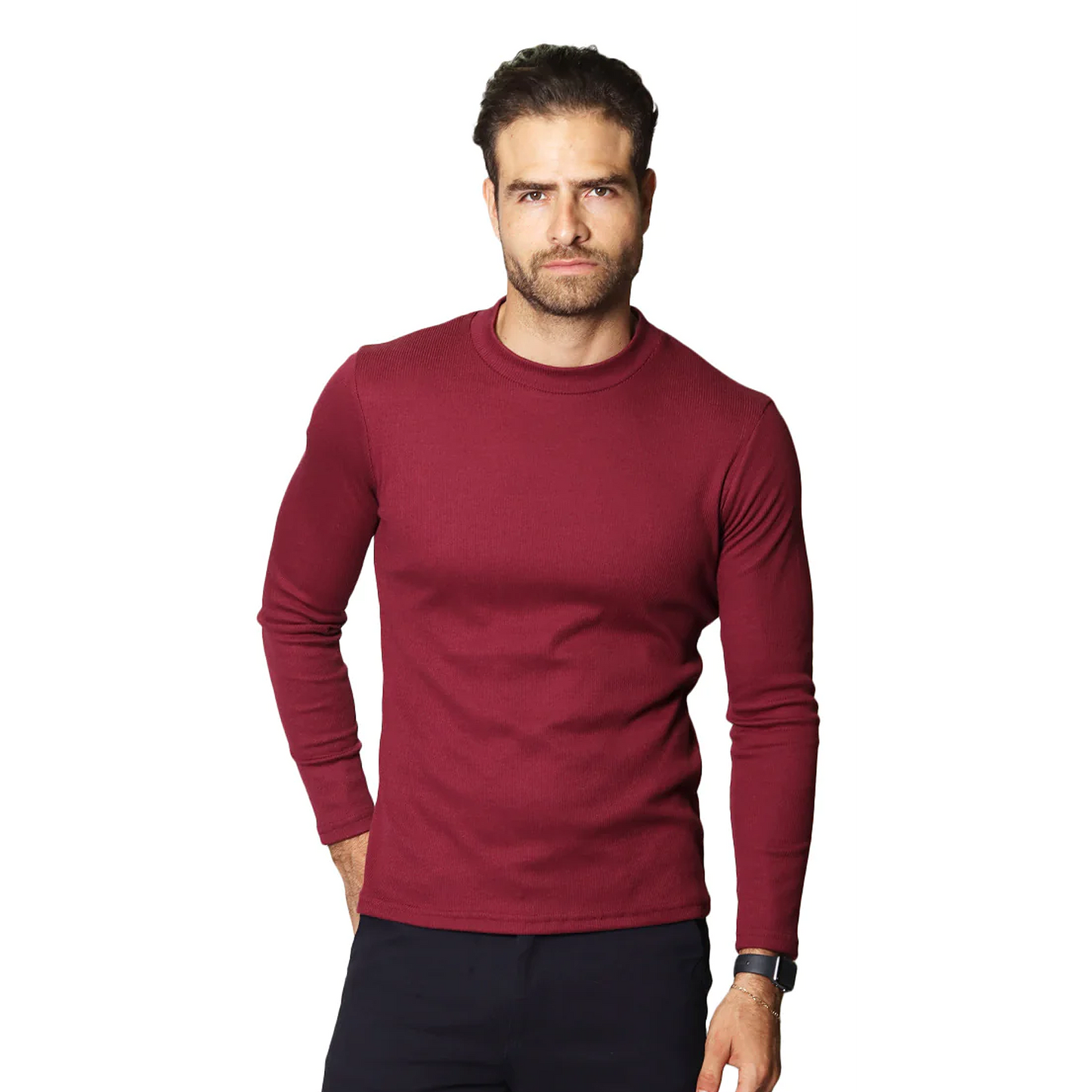 Playera De Hombre Manga Larga Mod.a35303 Marca Bobois®