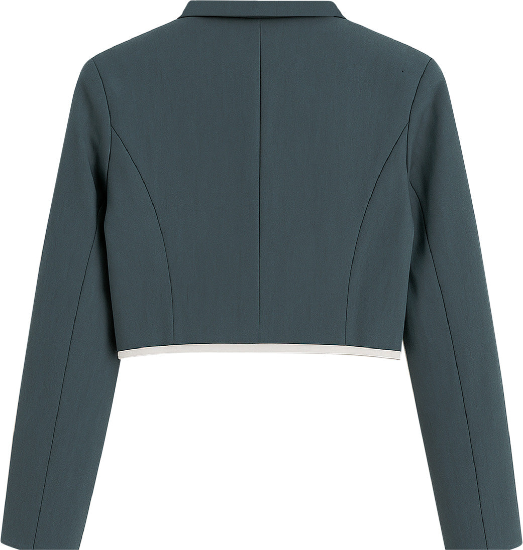 Blazer Casual Corto Para Dama Mod. Bj07377 Marca. Blashe® Gris Oscuro