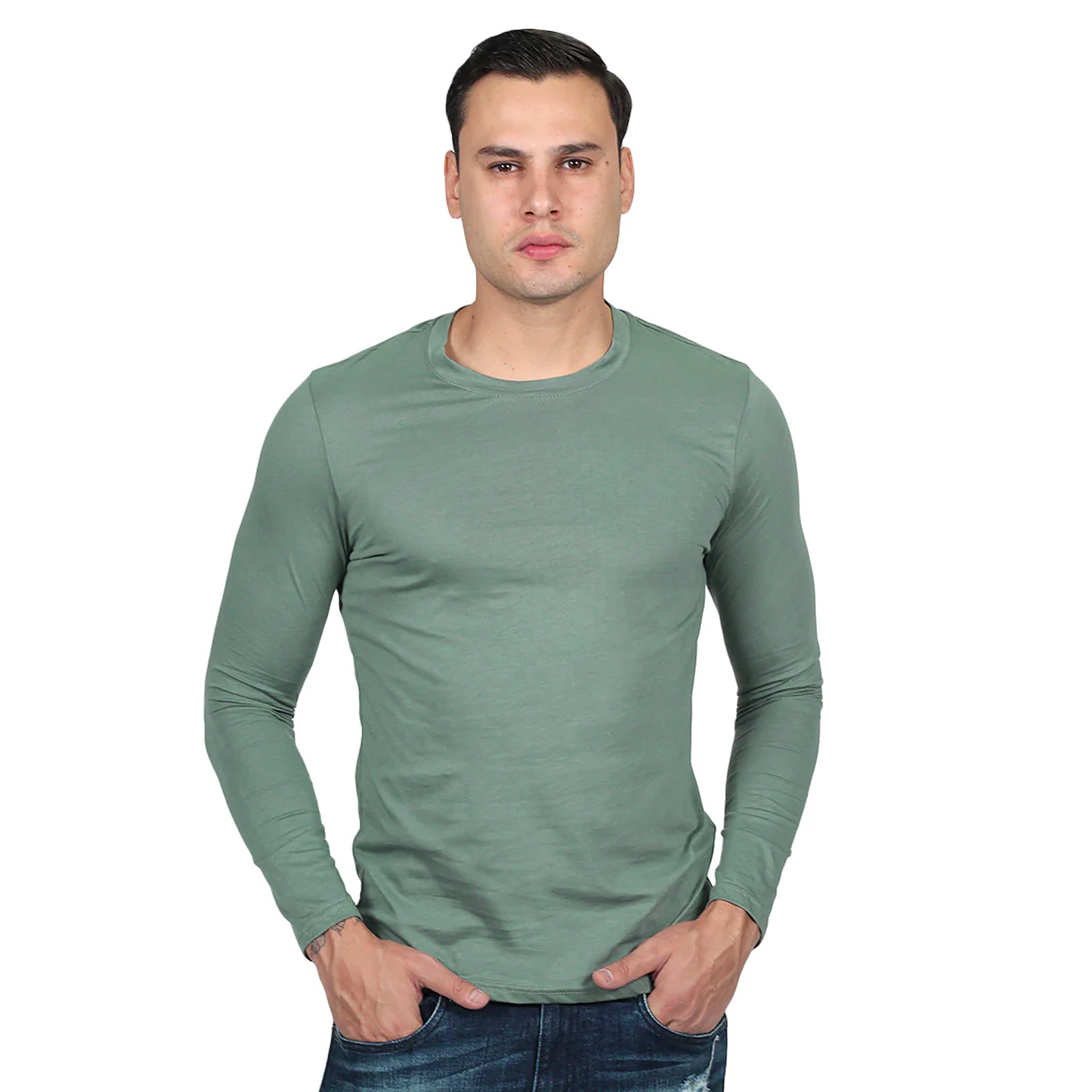 Playera De Hombre Manga Larga Mod.a25303 Marca Bobois®