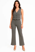 Conjunto Casual Chaleco Pantalón Mod. Ip9098 Marca Iris® Gris Oscuro