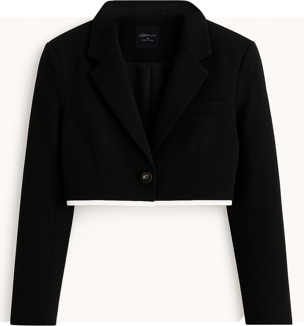 Blazer Casual Corto Para Dama Mod. Bj07377 Marca. Blashe® Negro