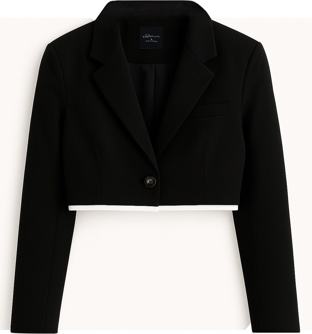 Blazer Casual Corto Para Dama Mod. Bj07377 Marca. Blashe® Negro