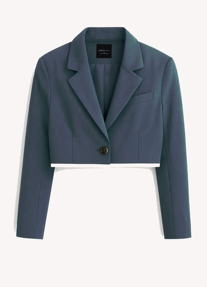 Blazer Casual Corto Para Dama Mod. Bj07377 Marca. Blashe® Gris Oscuro