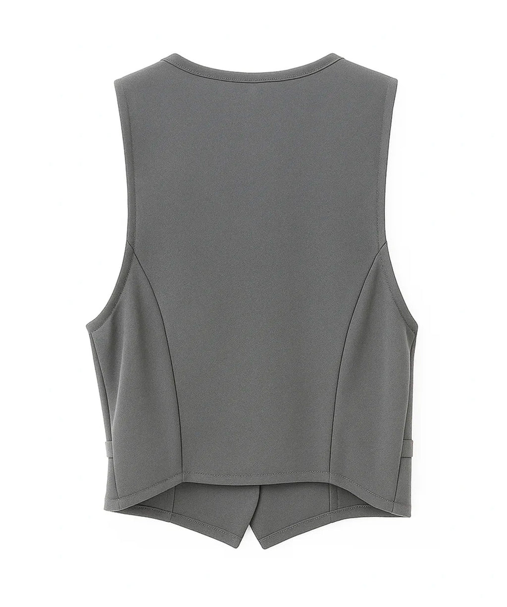 Conjunto Casual Chaleco Pantalón Mod. Ip9098 Marca Iris® Gris Oscuro