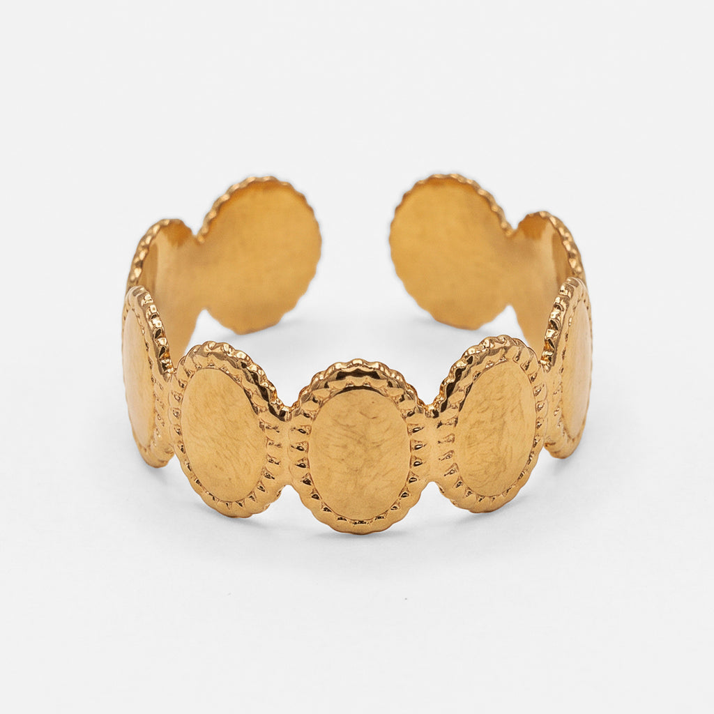 Anillo Óvalos Con Borde Texturizado Bisutería Fina De Mujer