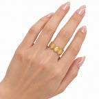 Anillo Óvalos Con Borde Texturizado Bisutería Fina De Mujer