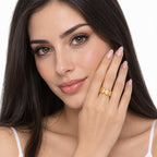 Anillo Óvalos Con Borde Texturizado Bisutería Fina De Mujer