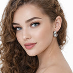 Aretes Arracada Media Luna Chunky Plateada Con Pedrería