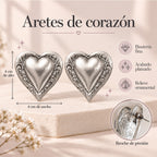 Aretes De Corazón Para Mujer Bisutería Fina Plateados 4cm