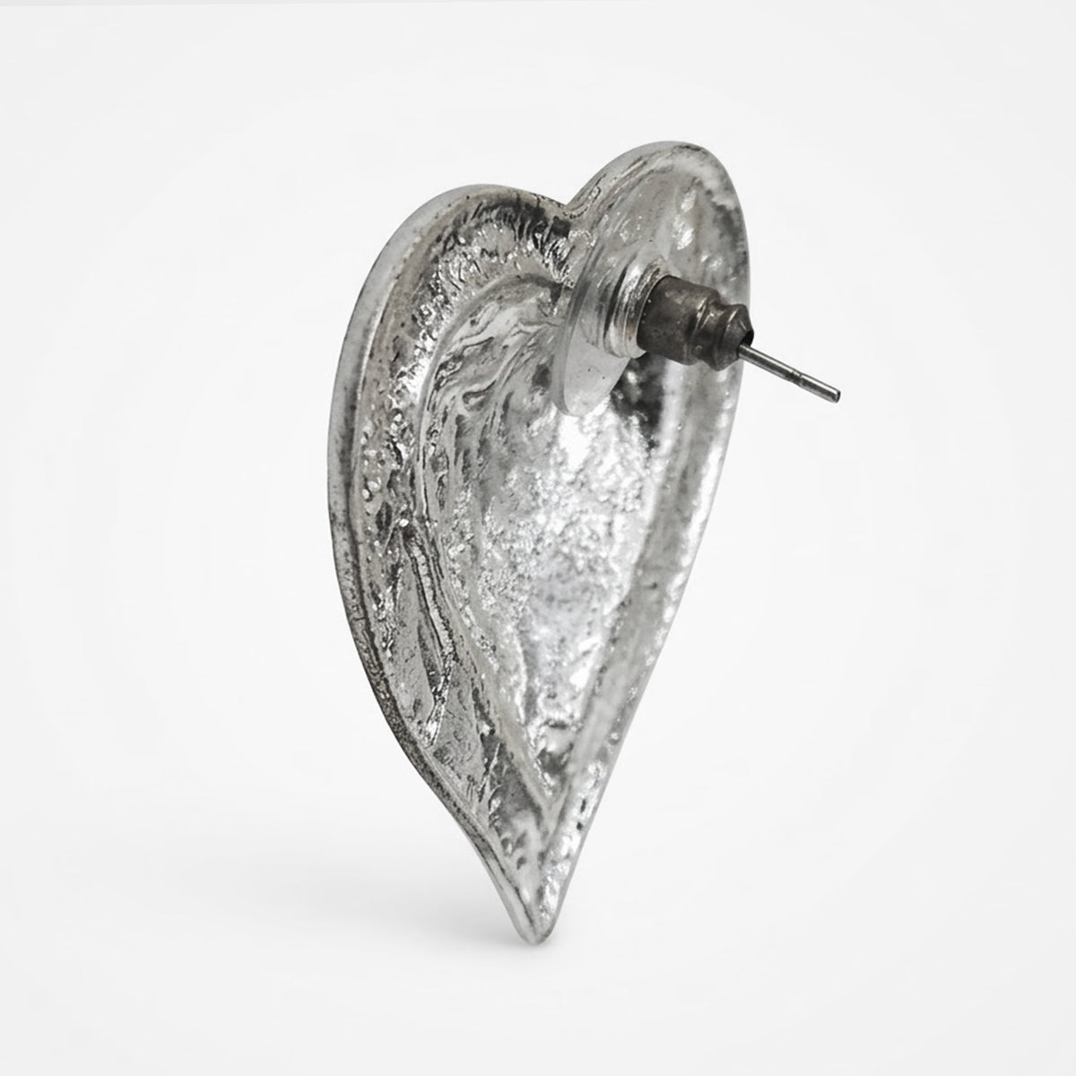Aretes De Corazón Para Mujer Bisutería Fina Plateados 4cm