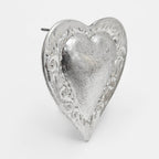 Aretes De Corazón Para Mujer Bisutería Fina Plateados 4cm