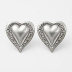 Aretes De Corazón Para Mujer Bisutería Fina Plateados 4cm