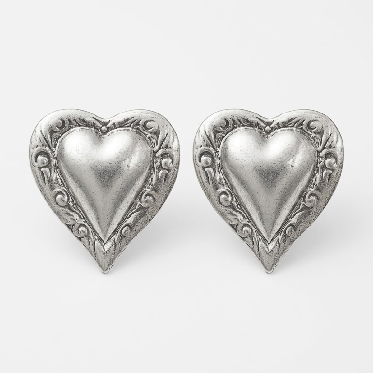 Aretes De Corazón Para Mujer Bisutería Fina Plateados 4cm