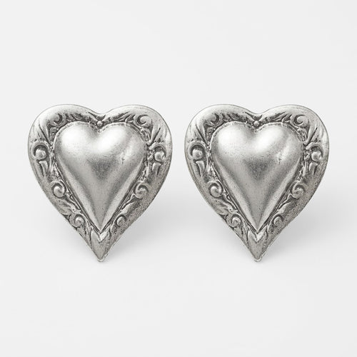 Aretes De Corazón Para Mujer Bisutería Fina Plateados 4cm