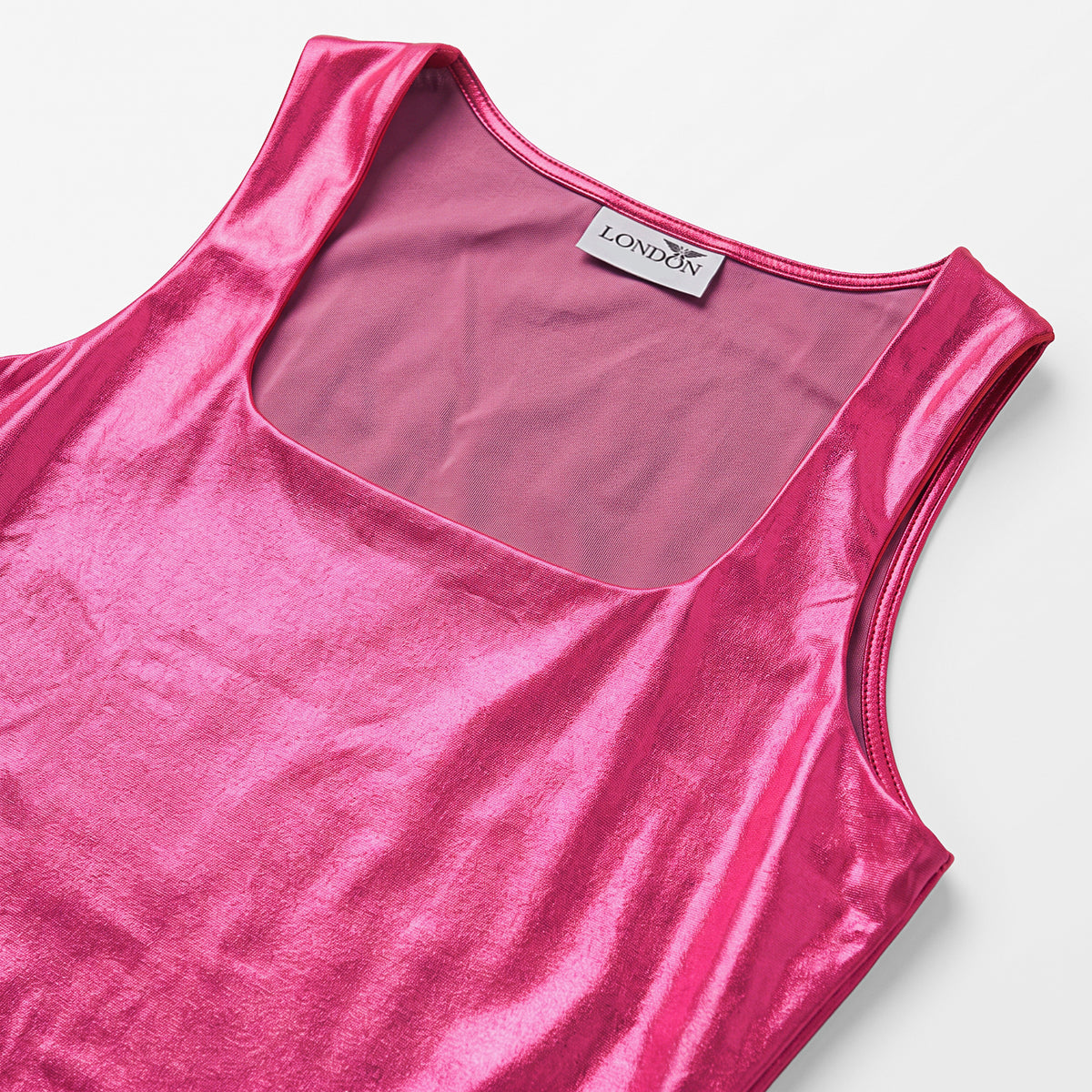 Blusa Efecto Metálico Brillante Mod.194-23 Fuscia London Fashion®