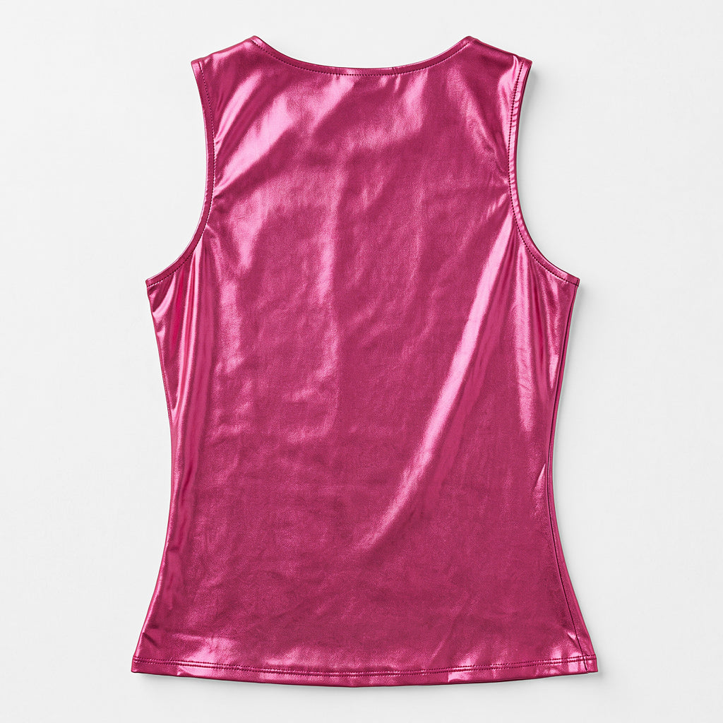 Blusa Efecto Metálico Brillante Mod.194-23 Fuscia London Fashion®