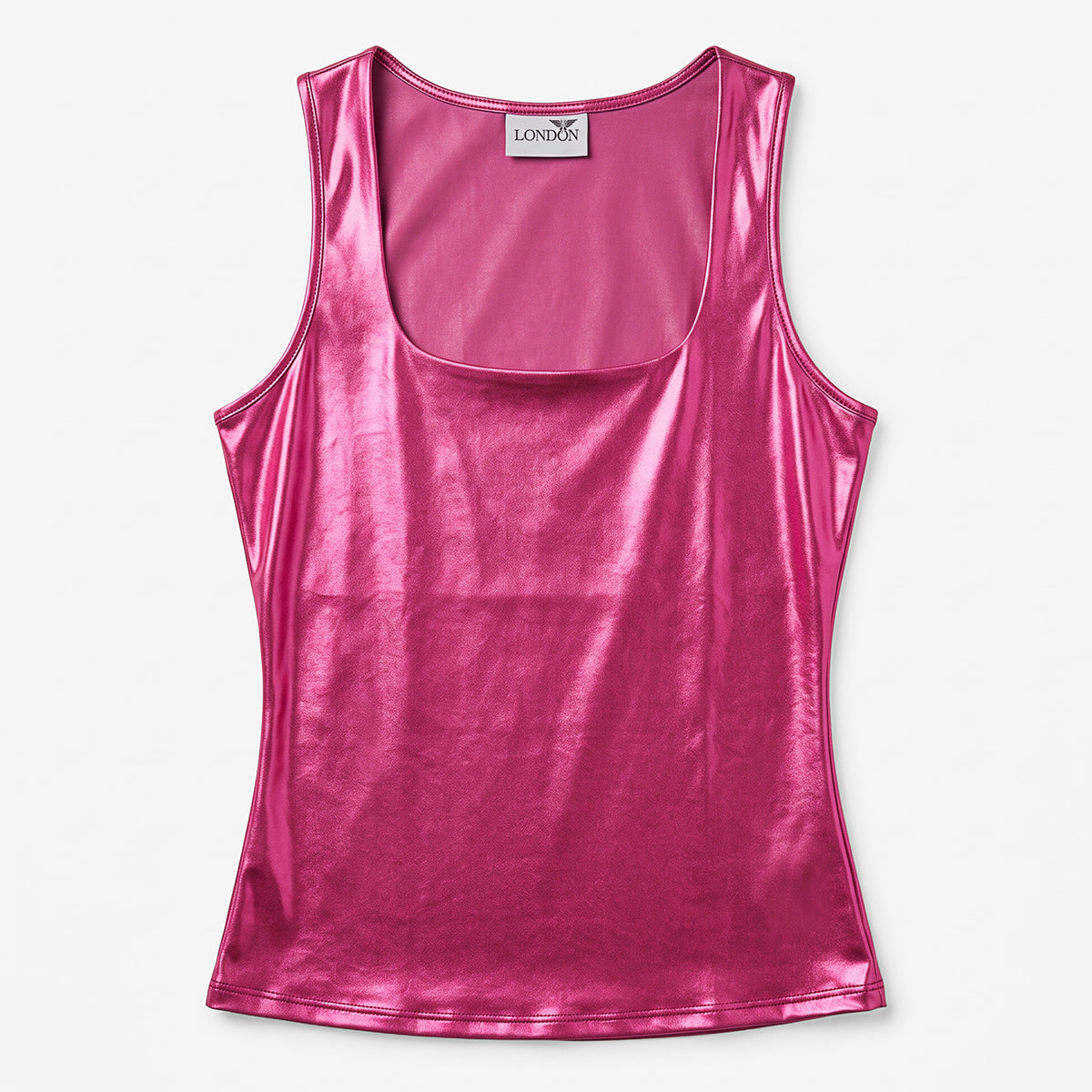 Blusa Efecto Metálico Brillante Mod.194-23 Fuscia London Fashion®