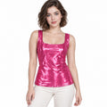Blusa Efecto Metálico Brillante Mod.194-23 Fuscia London Fashion®