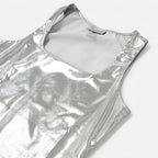 Blusa Efecto Metálico Brillante Mod.194-23 Plata London Fashion®