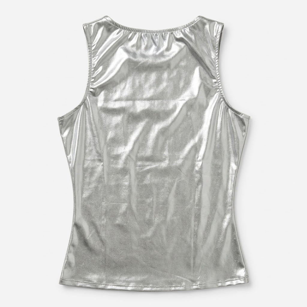 Blusa Efecto Metálico Brillante Mod.194-23 Plata London Fashion®