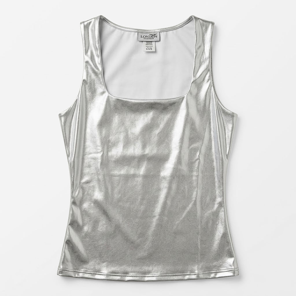 Blusa Efecto Metálico Brillante Mod.194-23 Plata London Fashion®