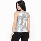Blusa Efecto Metálico Brillante Mod.194-23 Plata London Fashion®