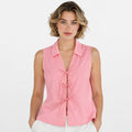 Blusa Cuello Camisero Lazos Frontales 2425 London Fashion®