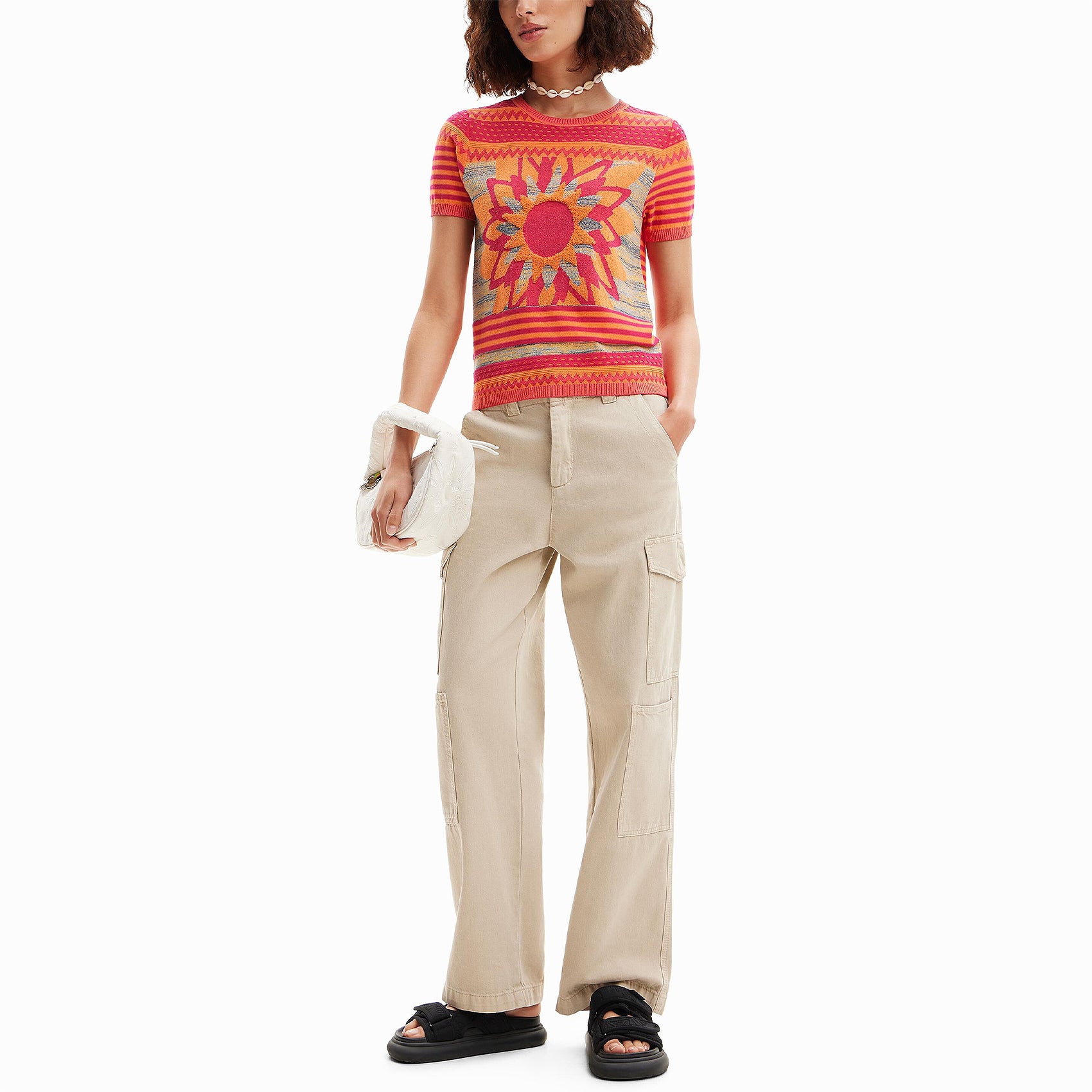 Blusa Casual Para Mujer Con Diseño Artístico Marca Desigual® Multicolor 24swtk74