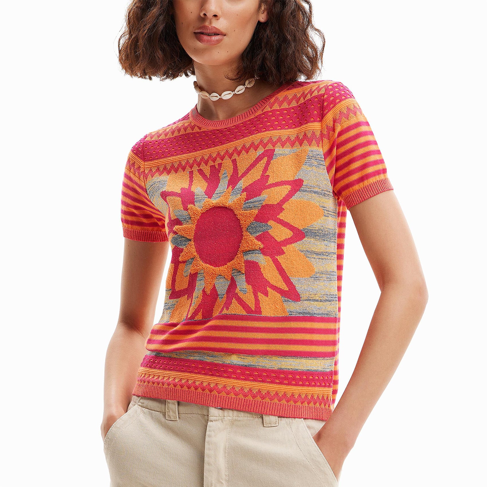 Blusa Casual Para Mujer Con Diseño Artístico Marca Desigual® Multicolor 24swtk74