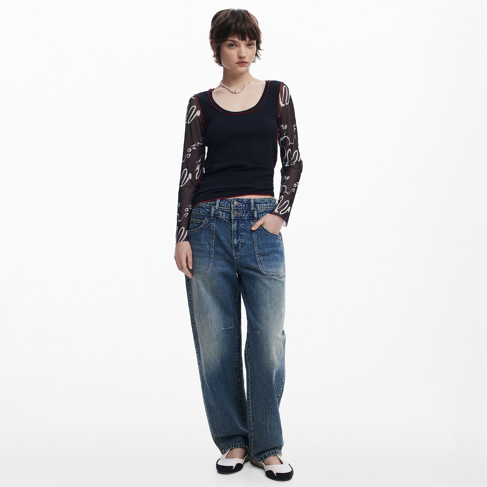 Blusa Casual Para Mujer Con Diseño Artístico Marca Desigual® Multicolor 25swtkaj