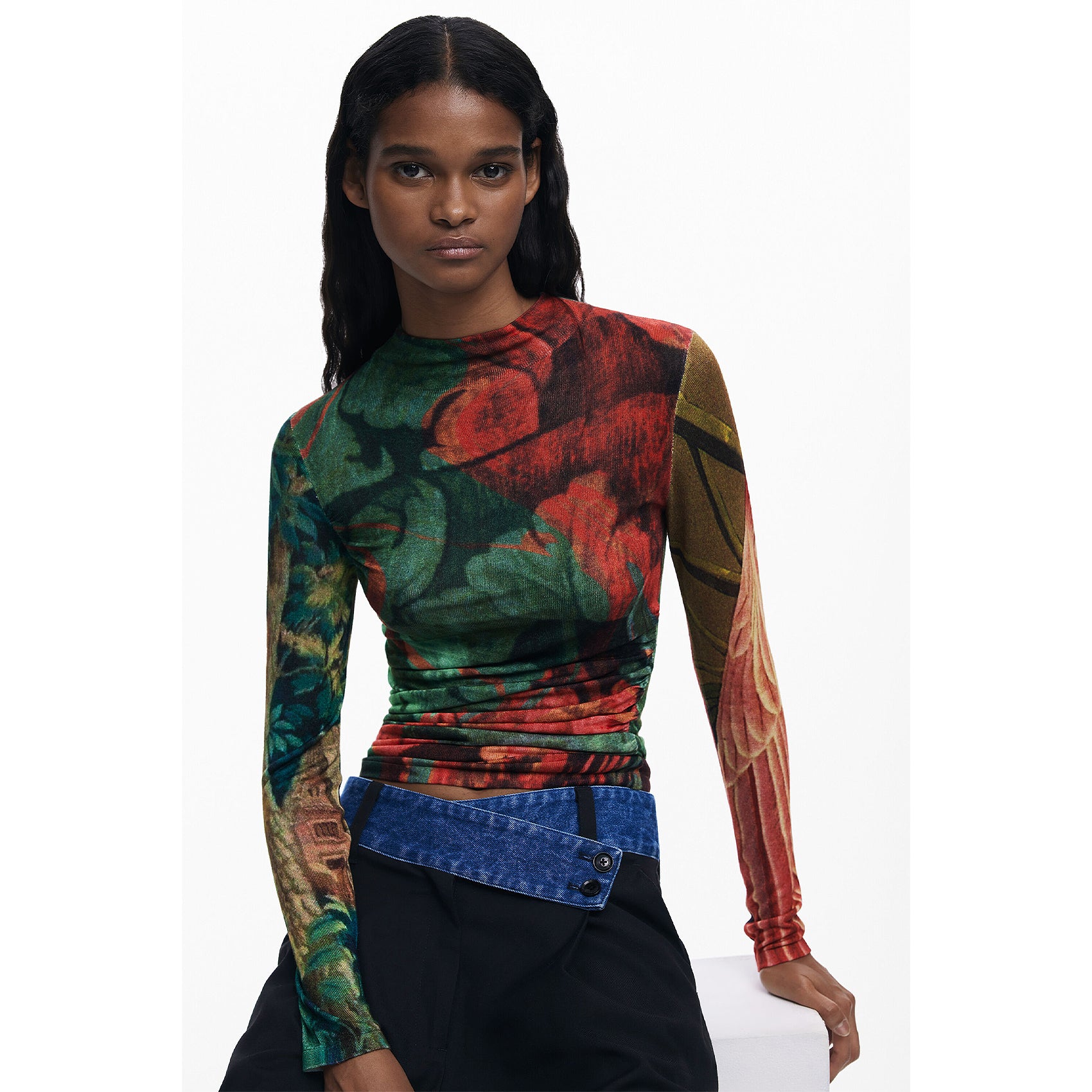 Blusa Ligera Cuello Alto Para Mujer 25wwjf48/4055 Desigual®