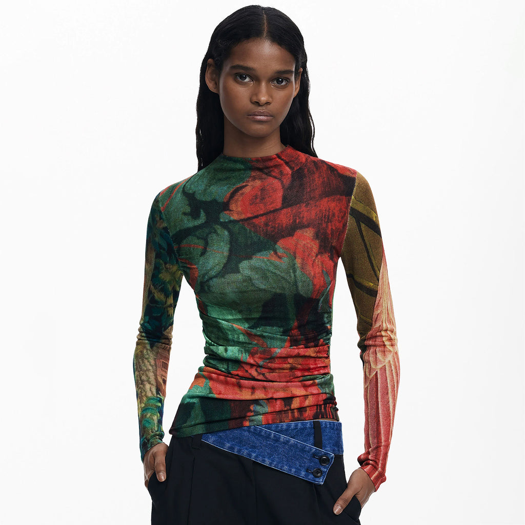 Blusa Ligera Cuello Alto Para Mujer 25wwjf48/4055 Desigual®