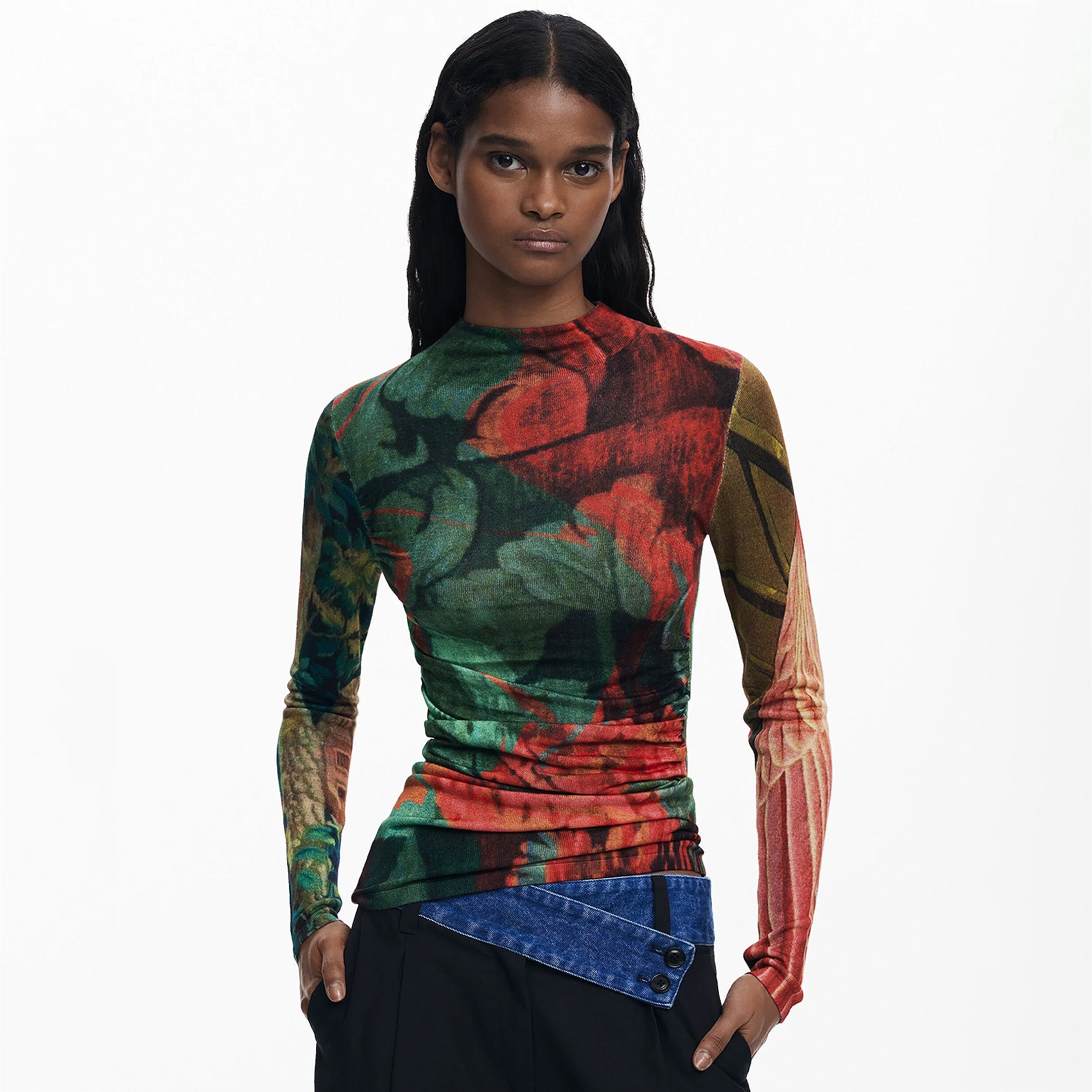 Blusa Ligera Cuello Alto Para Mujer 25wwjf48/4055 Desigual®