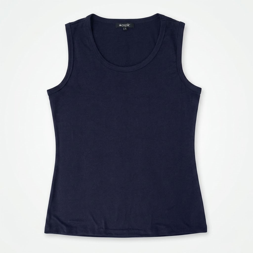 Blusa Básica Suave Sin Mangas Para Mujer Apx-0214 Azul Oscuro Aspik®