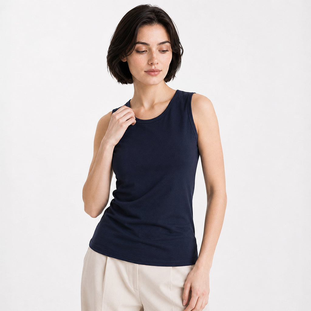 Blusa Básica Suave Sin Mangas Para Mujer Apx-0214 Azul Oscuro Aspik®