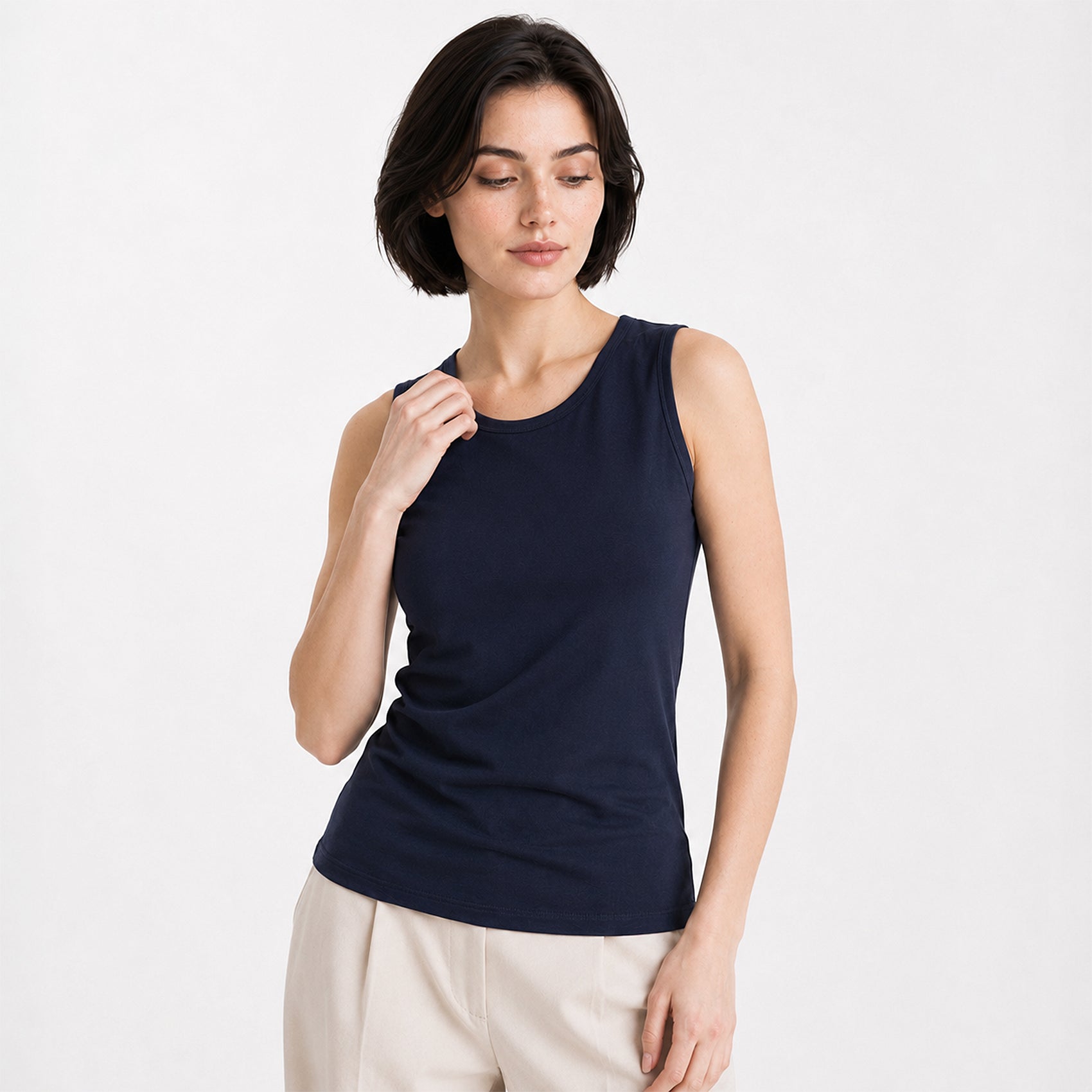 Blusa Básica Suave Sin Mangas Para Mujer Apx-0214 Azul Oscuro Aspik®