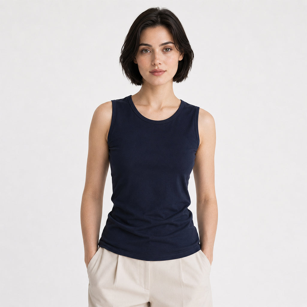 Blusa Básica Suave Sin Mangas Para Mujer Apx-0214 Azul Oscuro Aspik®