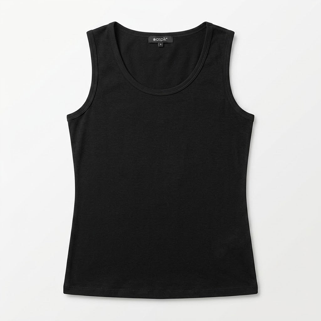 Blusa Básica Suave Sin Mangas Para Mujer Apx-0214 Negro Aspik®