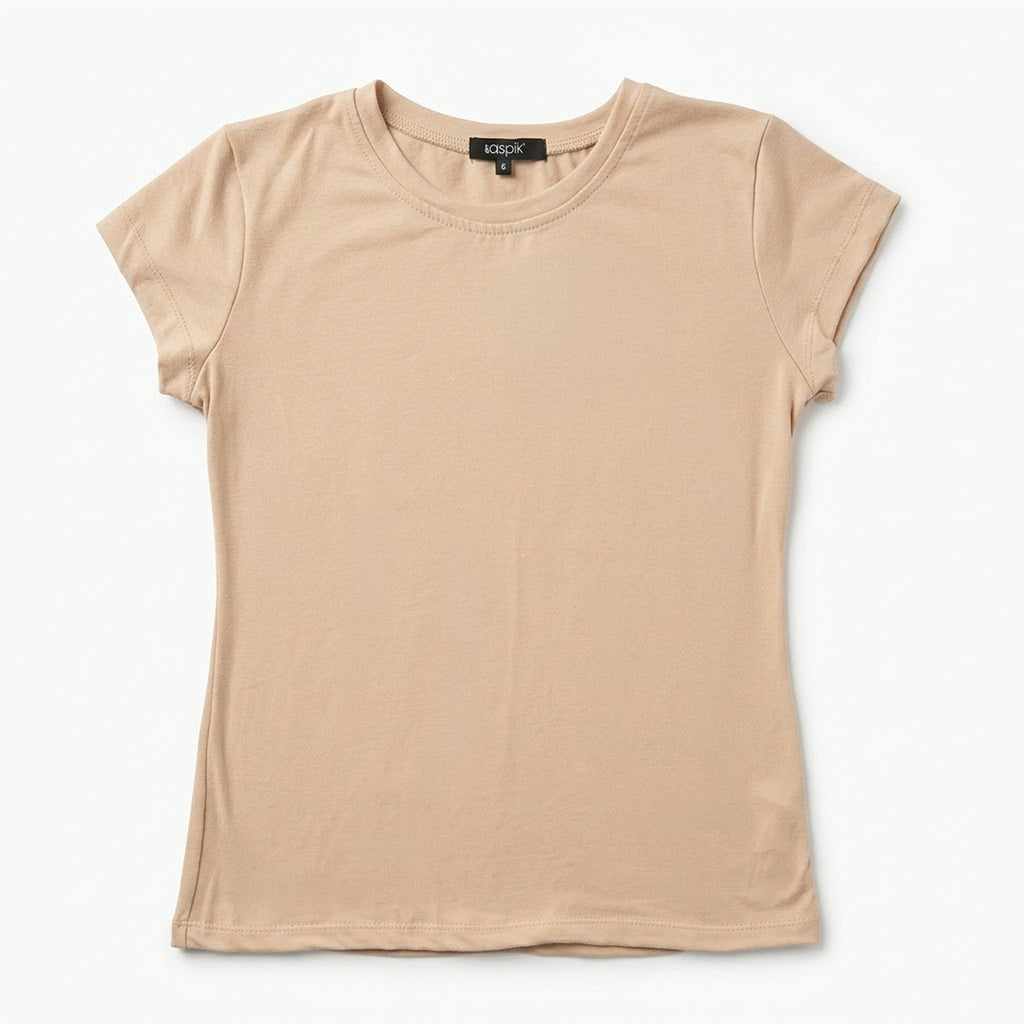 Blusa Básica Suave Casual Para Mujer Apx-0213 Beige Marca Aspik®
