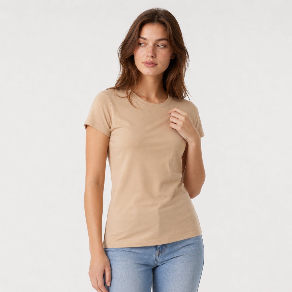 Blusa Básica Suave Casual Para Mujer Apx-0213 Beige Marca Aspik®