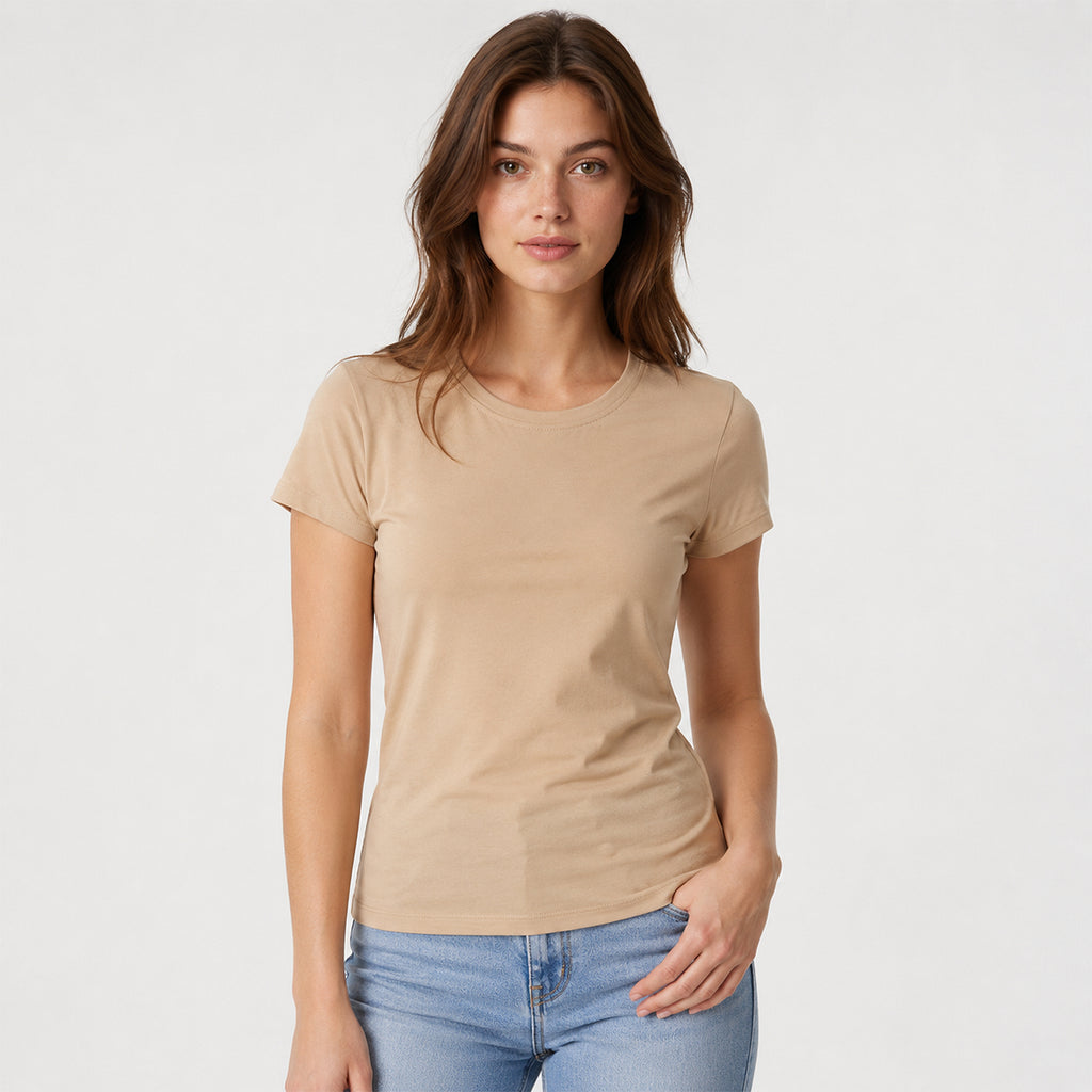 Blusa Básica Suave Casual Para Mujer Apx-0213 Beige Marca Aspik®