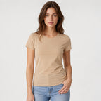 Blusa Básica Suave Casual Para Mujer Apx-0213 Beige Marca Aspik®